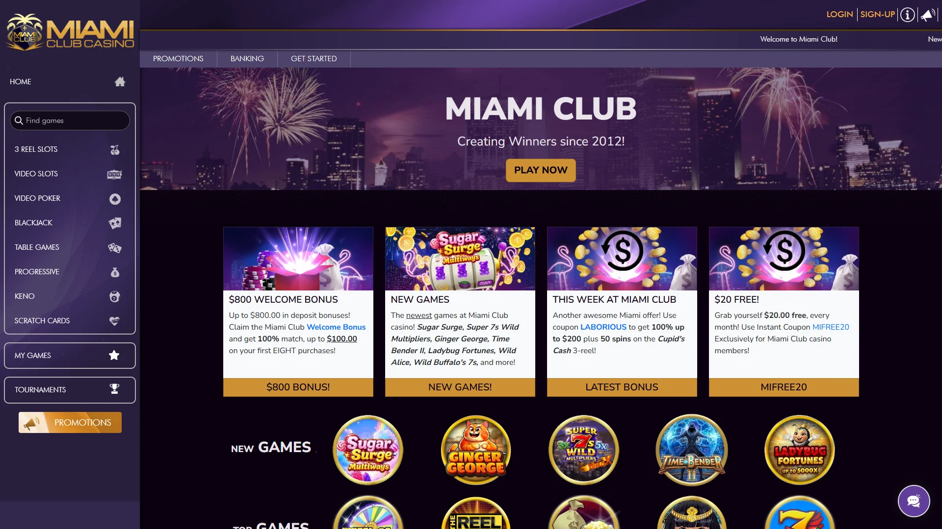 Miami Club promotions page