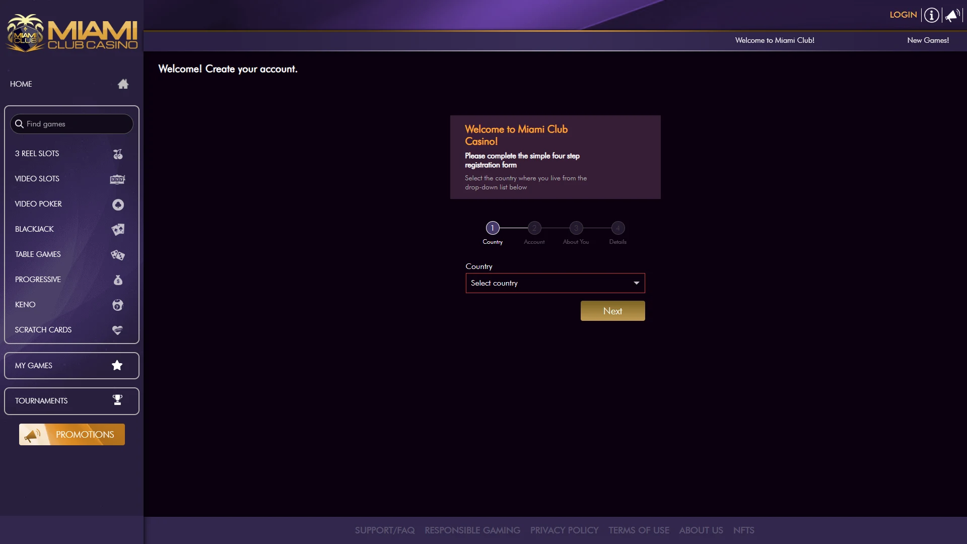 Miami Club registration form